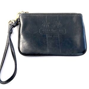 Coach Bleecker Black Leather Wristlet Style 40885 Brass Hardware